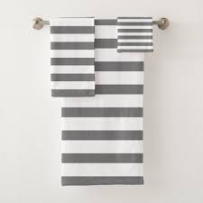 Black And White Striped Bath Towels Modern Gray And White Striped Bath Towel Set Zazzle Com Towel Set Bath Towel Sets Bath Accessories Set