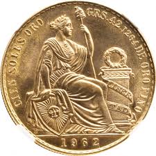 ペルー 座像の女神 100ソル金貨 1962年 KM231 NGC(MS65) 発行数9,678枚