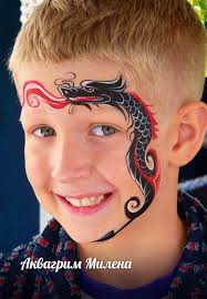 Cool Tribal Dragon Face Paint Facepainttutorial Halloween Schminken Kinder Kinderschminken Kinder Schminken