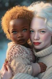 Albino mom with her two daughters. 😍🤩