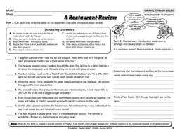 A Restaurant Review Lesson Plans The Mailbox Report Card Comments Writing Worksheets Lesson Plans