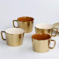 Gold coffee mugs for sale. 250ml Nordic Ceramics Gold Coffee Mug Chic Scandinavian Sale Coffee Mugs Shop Buymorecoffee Com