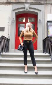 Camel Sweater Black Pants Chic Office Outfit