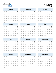 The year 1993 is a common year, with 365 days in total. 1993 Calendar Pdf Word Excel