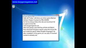Be careful of what you download or face the consequences. Batman Arkham Origins Keygen Generator Activation Keys Serial Code Video Dailymotion