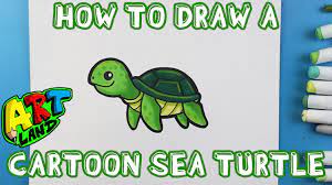 How To Draw A Cartoon Sea Turtle!!! - Youtube