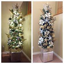 How To Make A Small Christmas Tree Look Bigger On The Cheap Put It On Top Of A Sturdy Base I Used A Small Christmas Trees Christmas Decor Diy Interior Design