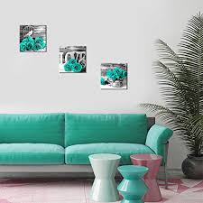 Our web contains 10 best turquoise wall living room. Bedroom Wall Decor Turquoise Wall Art Pictures Teal Canvas Prints For Couples Bathroom Living Room Artwork 3 Pcs Sets Black And White Rose Flower Painting Kitchen Home Decoration Accessories 12 X 12 Pricepulse