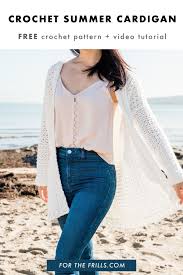Summer Cotton Cardigan Free Crochet Pattern Video Tutorial For The Frills In 2020 Crochet Cardigan Easy Crochet Crochet Sweater