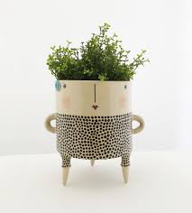 Face Pot Plant Pot With Legs Garden Pottery Handmade Plant Plant Decor