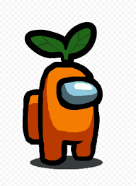 Hd Orange Among Us Character With Green Leaf Hat On Head Png Orange Among Us Character Among Us Character Orange Among Us