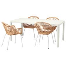Tingby Nilsove Table And 4 Chairs White Rattan White Ikea In 2020 Ikea Dining Sets Ikea Dining Dining Room Sets