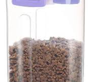 Pet Food Storage Container with Measuring Cup, Pour Spout and Seal Buckles  Food Dispenser for Dogs Cats (Purple)