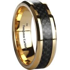 Bringing size inclusivity to weddings. Men S Black Carbon Fiber Inlay Gold Tone Tungsten Wedding Ring 8mm