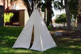 Teepee Plain With Window Kids Teepee With Nature Canvas And Etsy Kids Tents Kids Play Tent Teepee Tent