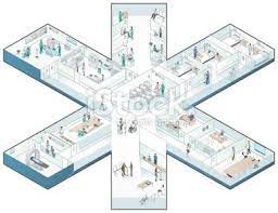 Detailed Hospital Illustration In Isometric Cutaway View Building Is Isometric Illustration Isometric Vector Art Illustration