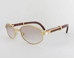 Cartier Style Wood Sunglasses Vintage Frames Gold And Wood Glasses Woodline Eyewear Gold Plated Frame Gradi Sunglasses Vintage Gold Glasses Vintage Frames