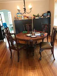 1940's stencil paint dining table, buffet cabinet,transitional art deco/pa dutch. Help Blending Antique And Modern Dining Room Furniture