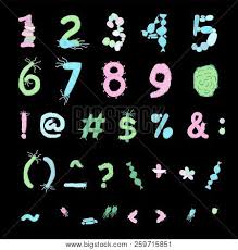 Ellipsis marks (three dots) are used to show the omission of a word, phrase, line, or paragraph(s), from a quoted passage. Biological Bacteria Font With Microbes And Germs Unique Hand Drawn Figures And Punctuation Marks For Microbiology Design Vector Illustration In Blue Green And Pink Colors On Black Background Poster Id 259715851