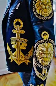 Black And Gold Leather Jacket Mens Emblems Embroidery Gold Amazing Jacket Men S Wow Anchor Lion Leather Gucci Leather Jacket Emblem Embroidery Mens Jackets