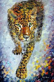 Leopard Palette Knife Oil Painting On Canvas By Leonid Afremov Leopard Painting Animal Paintings Oil Painting Texture