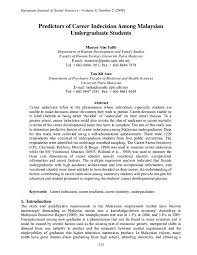 Universiti putra malaysia 43400 upm serdang selangor darul ehsan 03 9769 5500. Pdf Predictors Of Career Indecision Among Malaysian Undergraduate Students Mansor Abu Talib Academia Edu