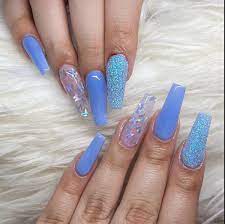 50 Fabulous Blue Nail Designs The Glossychic Blue Acrylic Nails Blue Nail Designs Blue Ombre Nails