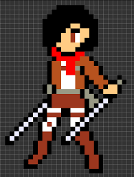 Pixel Art Of Mikasa From Attack On Titan By Blackstarrules1 D7y20g0 Png 458 605 Pixel Art Pixel Art Templates Hama Art