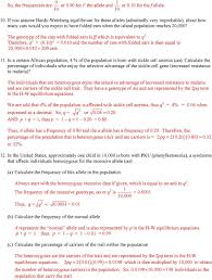 Hardy weinberg problem set p2 + 2pq + q2 = 1 and p + q = 1 p = frequency of the dominant allele (gene) in the population q = frequency of the recessive allele (gene) in the population p2 = frequency of homozygous dominant individuals The Hardy Weinberg Equation Worksheet Answers Promotiontablecovers
