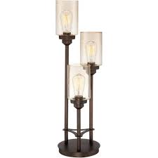 The table stands on a flat bottom, which make it sturdy and durable. Franklin Iron Works Modern Industrial Console Table Lamp Bronze 3 Light Amber Seedy Glass Shade For Living Room Bedroom Office Target