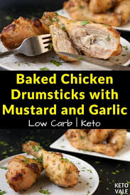 Keto Baked Chicken Drumsticks With Mustard And Garlic Low Carb Recipe Ketovale Recipe Baked Chicken Drumsticks Chicken Drumsticks Drumstick Recipes