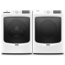 Create more space in your laundry room. Maytag White Stackable Front Load 5 2 Cu Ft Washer And 7 3 Cu Ft Dryer Trail Appliances