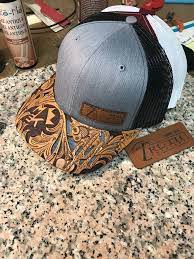 Hand Tooled Leather Cap Brim Truth Saddlery Patch Caps Snap Back One Size Fi Leather Cap Leather Tooling Hand Tooled Leather