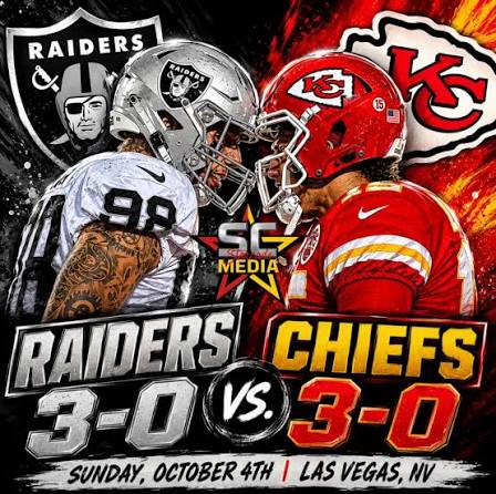 🚨 THE AFC WEST HAS A NEW LOOK. For the first time in a long time, the Chiefs  and Raiders are both sitting at 3-0 — and next Sunday, they collide with