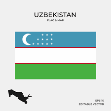 Oʻzbekiston davlat bayrogʻi ) besteht aus drei horizontalen azurblauen, weißen und grünen bändern, die durch zwei dünne rote. Usbekistan Flagge Und Karte 2046240 Vektor Kunst Bei Vecteezy