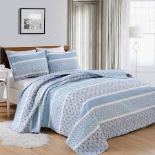 Pink blue floral quilt set king size flower bedding set lightweight summer bedspread coverlet with sham reversible bed set for kids teens adults (1 quilt+2 pillow sham). Blue King Size Quilts Coverlets Sets Free Shipping Over 35 Wayfair