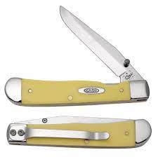Case Cutlery Yellow Handle Single Blade Trapperlock With Belt Clip Case Knives Knife Collector Knives