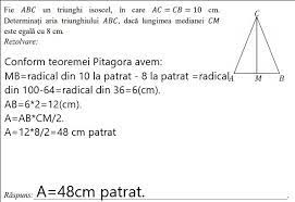Triunghi oarecare, triungiul dreptunghic, triunghiul echilateral. Fie Un Triunghi Isoscel In Care Ac Cb 10 Cm DeterminaÈi Aria Triunghiului DacÄ Lungimea Medianei Brainly Ro