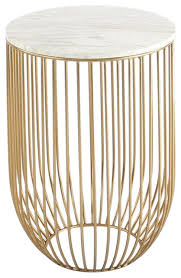 A beautiful accent piece, this side table is perfect for displaying a lamp. Mie Side Table Carrara Marble Top And Gold Base Contemporary Side Tables And End Tables By G Furn Houzz