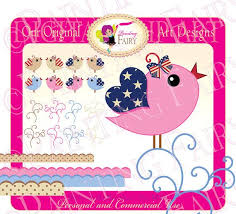 Forth Of July Digital Cute Birds Clipart Scrapbook Graphics National Celebrations Images Personal Commercial Use Pf00021 2 Scrapbook Graphics Bird Clipart Clip Art