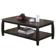 Coffee and cocktail tables by coaster. Coaster Willemse Rectangular Marina Coffee Table With Bottom Shelf In Cappuccino 701078