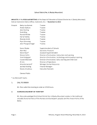 Page 1 Minutes, Regular Board Meeting, November 8, 2022 School District No.  6 (Rocky Mountain) MINUTES of the REGULAR MEETING o