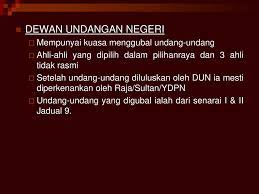 Mengatur hubungan antar manusia dalam hidup bermasyarakat. Fungsi Dewan Undangan Negeri