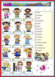 It can also be used for an extra speaking activity if students say the name o. Musical Instruments Worksheet