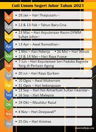 Takwim persekolahan negeri johor 2017. Senarai Cuti Umum Negeri Johor 2021