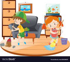 An elementary worksheet to practise vocabulary related to rooms in the house and pieces of furniture. Boy And Girl Cleaning Living Room Illustration Download A Free Preview Or High Quality Adobe Illustrato Cleaning Kids Room Kids Toy Organization Kids Cleaning