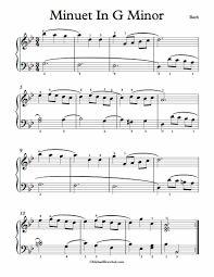 Free Piano Sheet Music Minuet In G Minor Bach Piano Music Lessons Piano Sheet Music Free Piano Sheet Music
