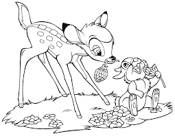 Most kids love to color disney. Bambi And Thumper Coloring Pages Coloring And Drawing