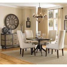 Modern dining chairs set of 6, grey white side dining room chairs, kitchen chairs with faux leather padded seat high back and sturdy chrome. Walton Round Dining Room Set W Upholstered Chairs By Magnussen Furniturepick