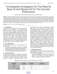 PDF) A Comparison Investigation On The Effect Of Base Oil And Recycle Oil  On The Concrete Performance